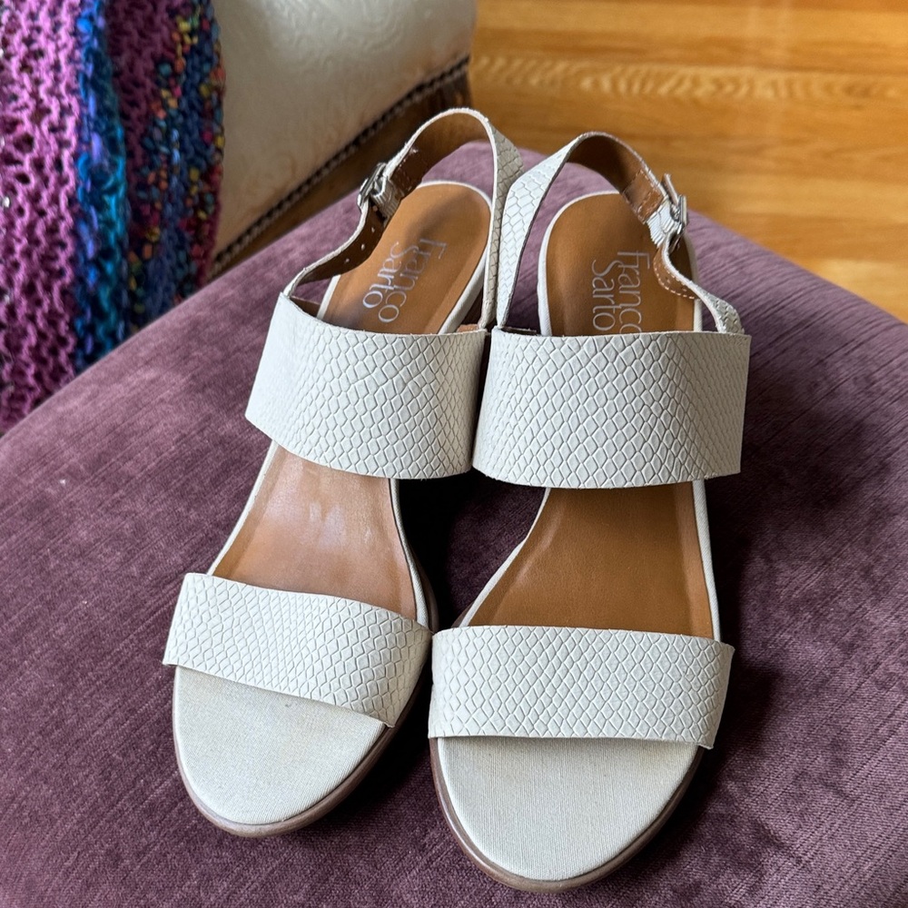 Franco Sarto Cream Textured Sandals